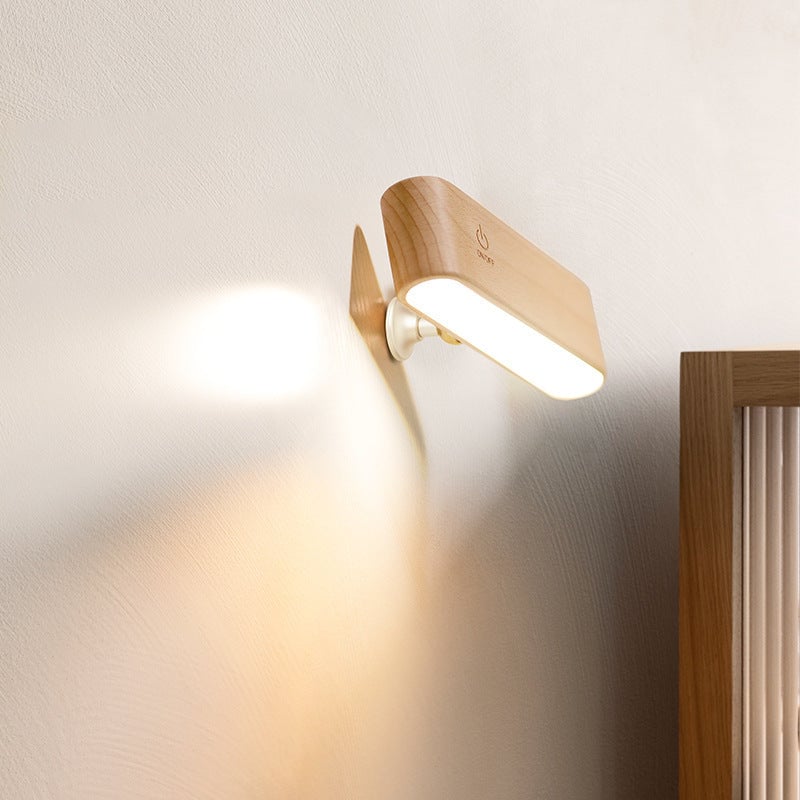 Solid wood desk lamp with magnetic charging
