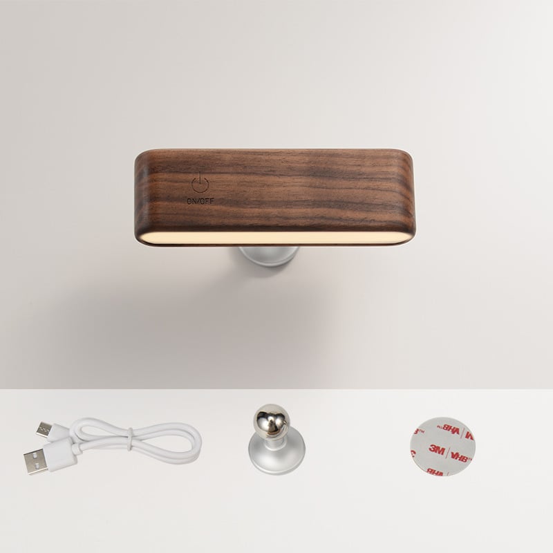 Solid wood desk lamp with magnetic charging